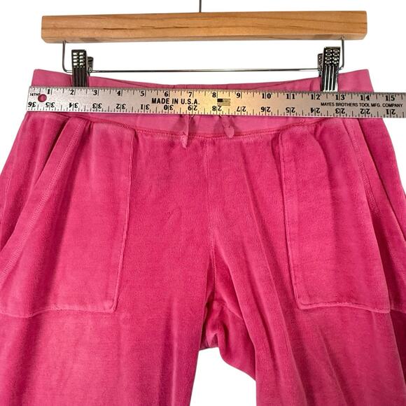 VTG Y2k Juicy Couture Pink Velour Track Pants SIZE MEDIUM Snap Pockets USA READ - Picture 9 of 15